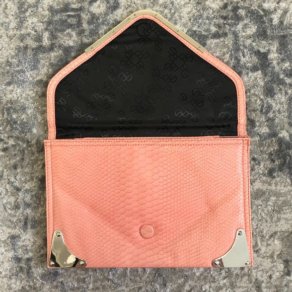 BCBG Light Pink Faux Snakeskin Envelope Clutch - Picture 7 of 13